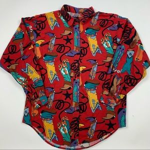 Vintage 90s Aztec Western Button Front Shirt